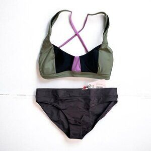 NEW w/tags Prana Small Tulum Bikini Top + Small Black Summer Wave Swimsuit sz S